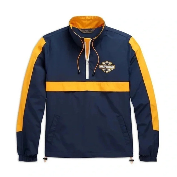 Harley Davidson Men’s Jacket Blue Half Zip Pullover Slim Fit Men’s 3XL New - Picture 1 of 11